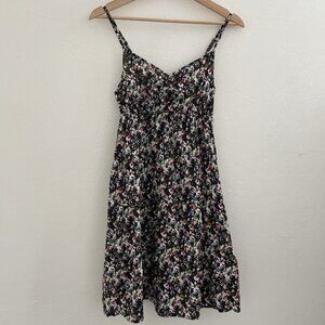 H&M Sundress Black Floral Adjustable Strap Cotton Cottage Boho Feminine Beach 10